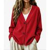 Women S Casual V Neck Button Corduroy Long Sleeve Cardigan Sweatshirt