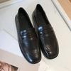 Loafers Women's Summer Thick Low-heeled Single Shoes Neutral Unisex Black Matte Small Leather Shoes Women's Skirt
