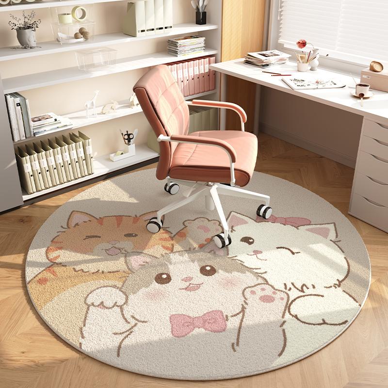 

VIKAMA Круглый коврик для компьютерного кресла, коврик для детской комнаты, зона для чтения, коврик для вращающегося кресла для спальни, коврик под стол для кабинета 60cm 24inch