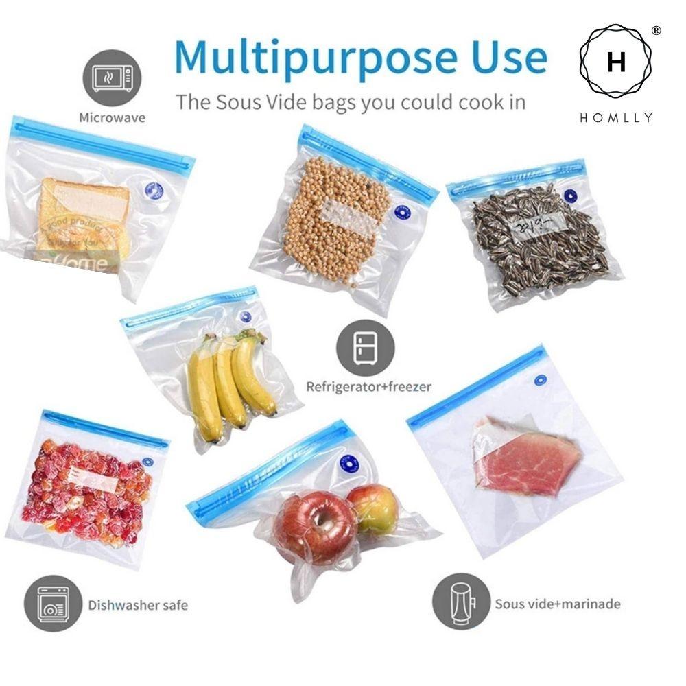 Homlly Reusable Sous Vide Food Vacuum Sealer Ziplock Bags (10 pcs set)