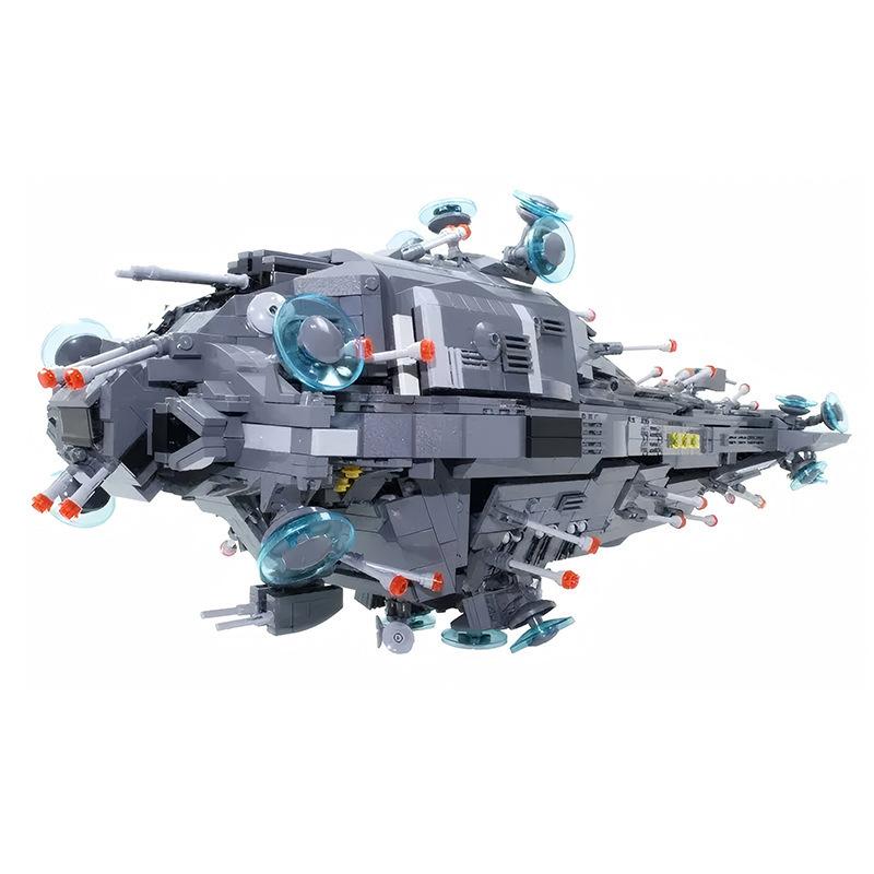 MOC Futuristic Sci-Fi Space Battleship Cruiser Building Blocks DIY Assemble Toy Desktop Ornament Holiday Gift