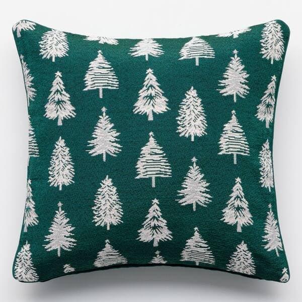 NITORI Cushion Cover Green Tree Design 45x45cm Decorative Throw Pillow Case Polyester Cotton Blend Cozy Home Decor