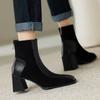 Autumn Vintage Thick Heel Women Ankle Boots Fashion Square Toe Ladies Elegant Mordern Short Booties