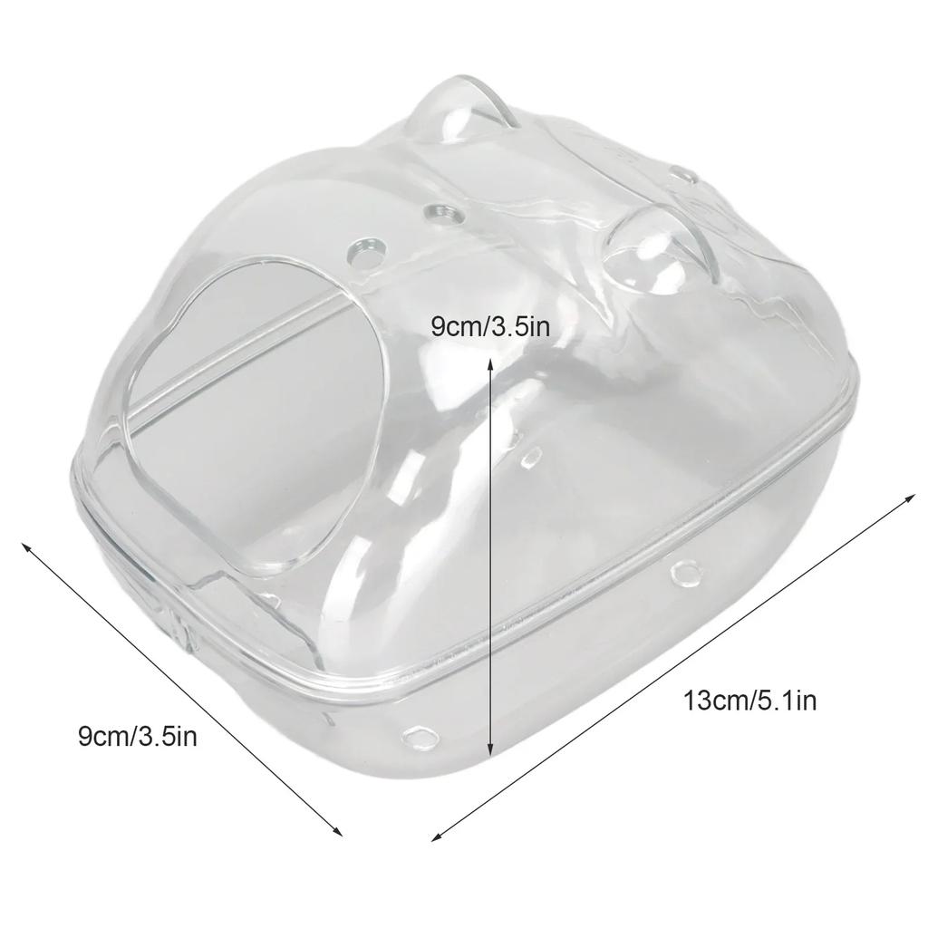 Hamster Bath Box Transparent Large Space Leakage Proof Cartoon Shape Hamster Sand Bathroom For Small Pet Gerbils
