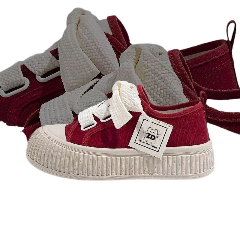 Sneakers Women Shoes for Woman Thick Soled Canvas Shoes 2025 New Trend Lady Breathable White Trainers Student Casual Board Shoes