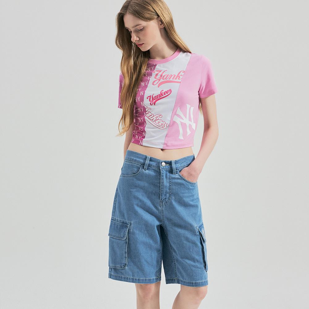 New MLB Denim Shorts Unisex Blue 3ADPB0443-50BLL