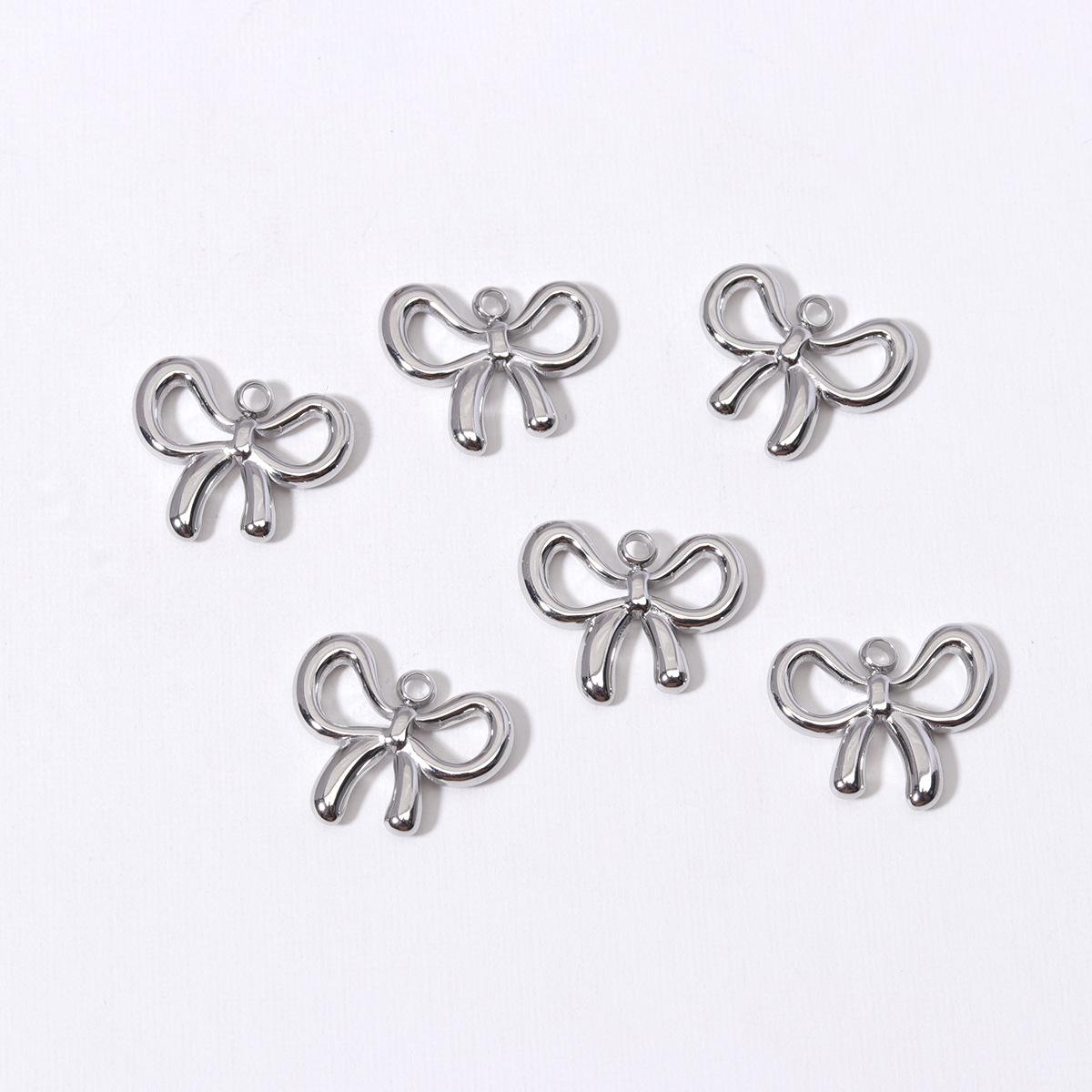 Stainless Steel Bow Charm Pendant for Necklaces, Bracelets, Keychains, and Bags