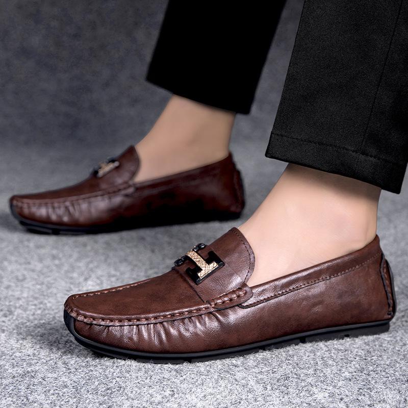Live Stream Explosion British Style Doudou Shoes Men's Foot Cover Summer 2025 New Business Leisure One-pedal Men's Leather Shoes