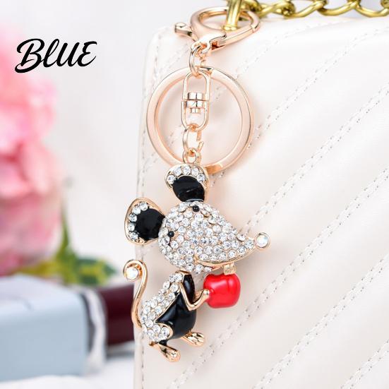 Enamel Rat Charm with Key Ring Cute Mouse Keychain Sparkling
