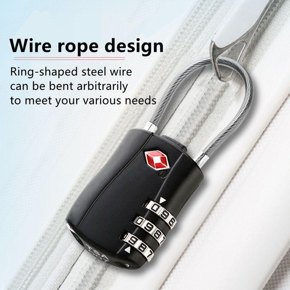 Security Cable Luggage Lock Small Padlock Smart Combination Lock Padlock with Steel Cable Customs Code Lock TSA Customs Lock