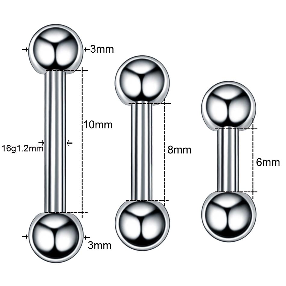 2pcs/lot Stainless Steel 16G Tragus Helix Bar Barbell Daith Oreja Stud Earing Cartilage Earrings Ear Piercing Jewelry for Women