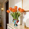Abstract Face Flower Pot, Colorful, Uniquely Shaped, With Drainage Holes, Handmade Resin Vase, Modern Home Décor.