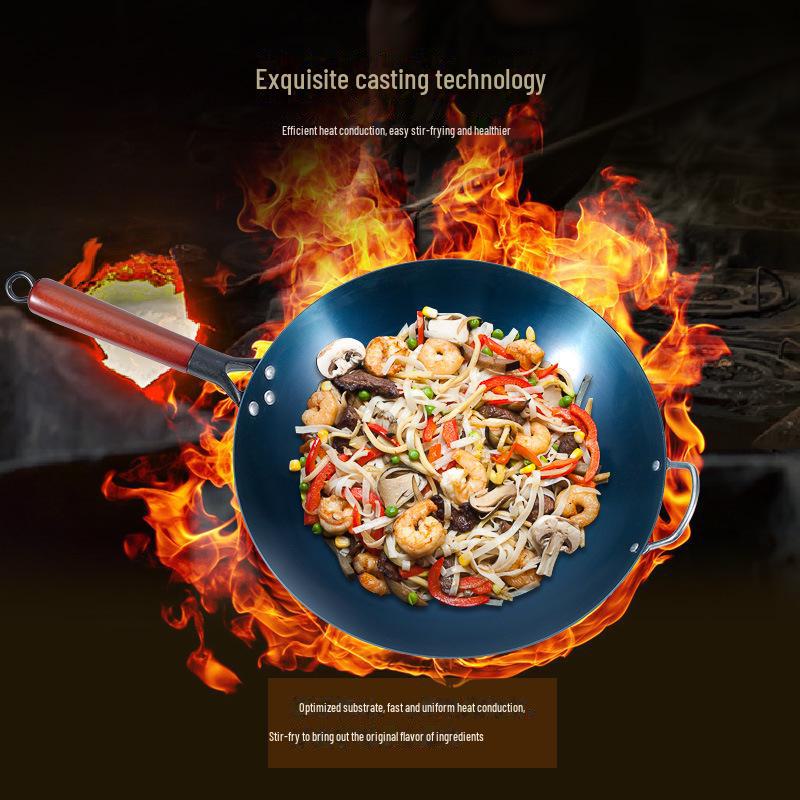 Traditional Handmade Wrought Iron Non-Stick Frying Pan