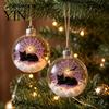 Halloween Hanging Ornaments Ball Ornament, Clear Sphere Decoration with Black Cat Bat Holiday Scene Window Pendants Skeleton, Festive Bauble for Home