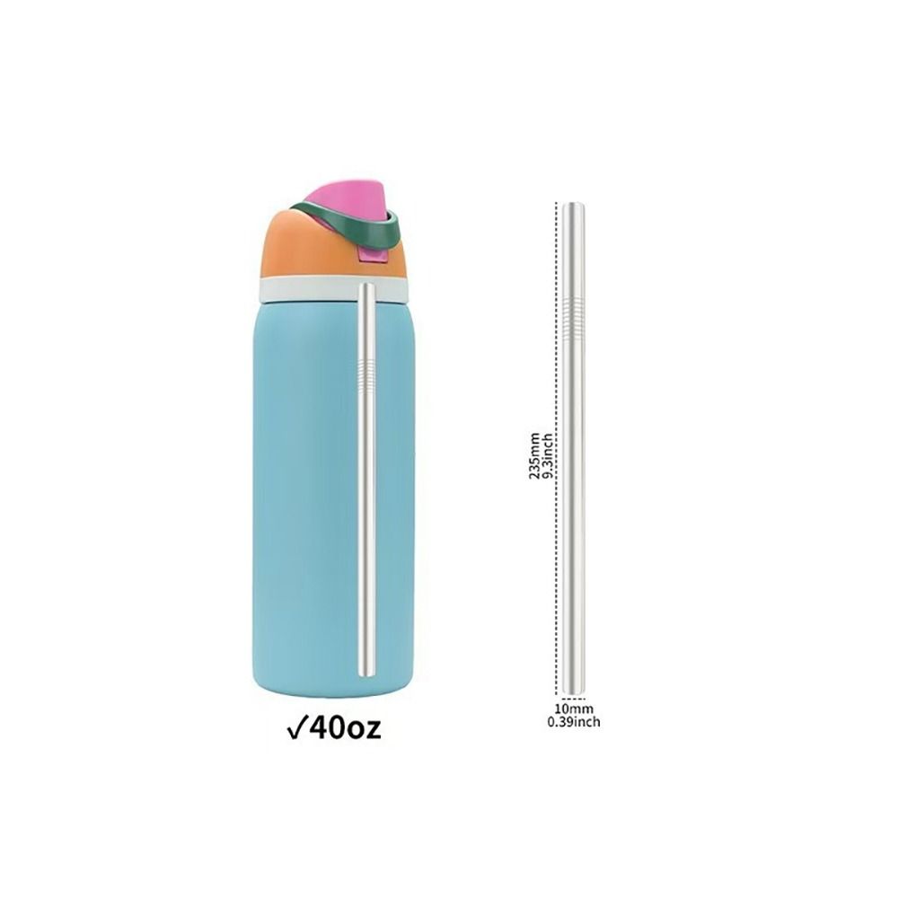 6Pcs/Set With Brush Water Bottle Straw 10mm Cup Replacement Straw  Drinking Use