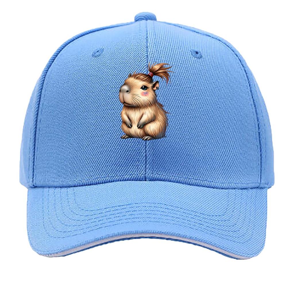 Cute Standing Capybara Ponytail Cartoon Animal Illustration Sandwich Baseball Cap Unisex Women Sun Cap Outdoor Workouts Hat