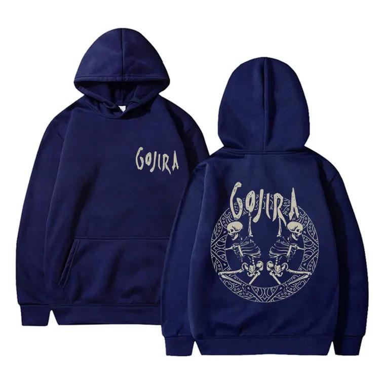 Kapuzenpullover mit doppelseitigem Gojira-Skelett-Grafik von französischer Metal-Band für Herren und Damen Kapuzenpullover