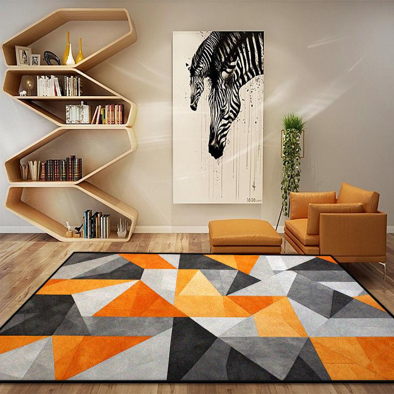 

Luxury Geometric Nordic Carpets Orange Soft Rugs for Living Room Bedroom Home Decor Easy Cleaning Large Floor Mat 60*90cm