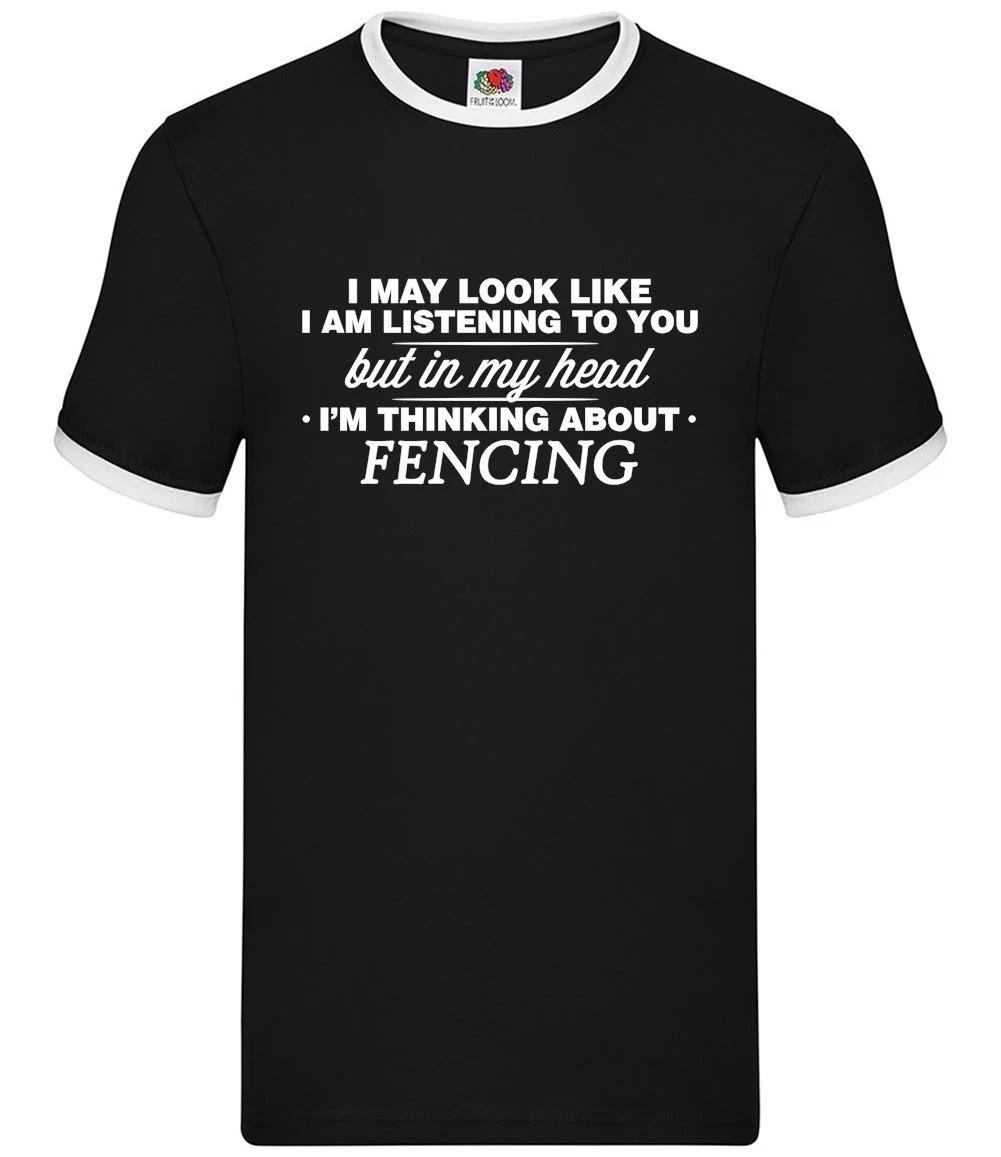 My Head I m Fencing - Mens Ringer - Fencer Hobby Sport Fan Love XS