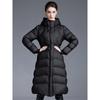 Down jacket winter women's long over the knee new hooded slim waist thin thickened white duck down jacket tide