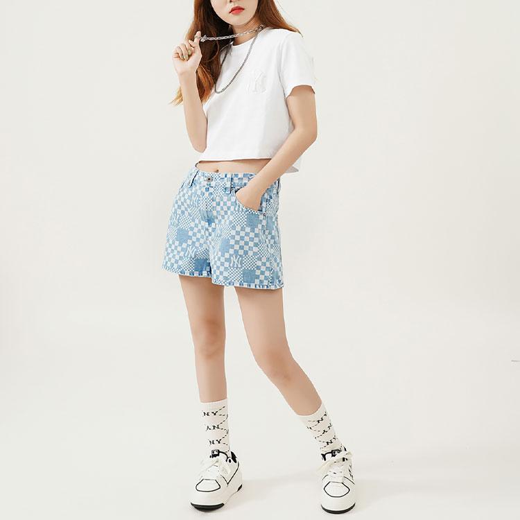 New MLB Set In Sleeve T Shirt Women's Ecru 3FTS11023-50WHS