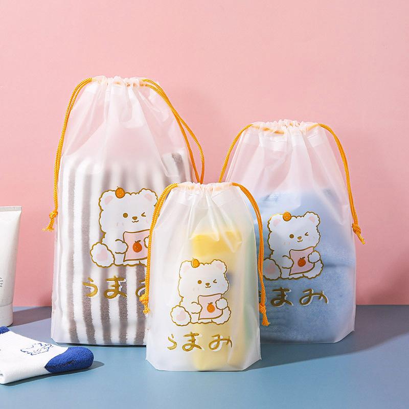 3pcs/set Cartoon Drawstring Storage Bags Travel Shoes Clothes Towel Cosmetic Portable Waterproof Organizer Toiletry String Bags