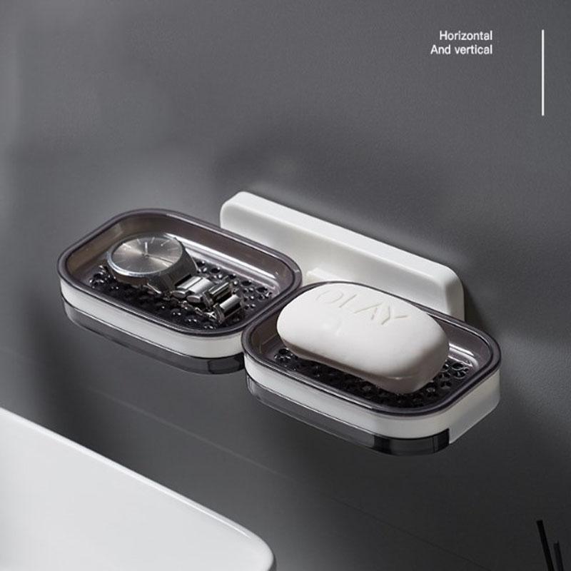 Toilet Soap Box Without Punching Soap Box Double Drain Tray Soap Box Storage Bathroom Storage Rack Soap Box