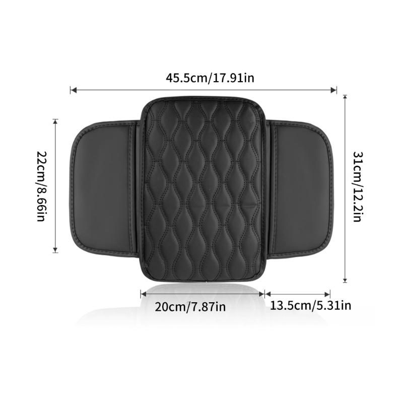 Center Console Leather Armrest Cushion Pad with 2 Storage Bags Replacement Armrest Protection Cover Quick Installation
