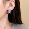 Medieval vintage earrings silver needle with diamonds flower artificial pearl stud earrings retro court temperament earrings women