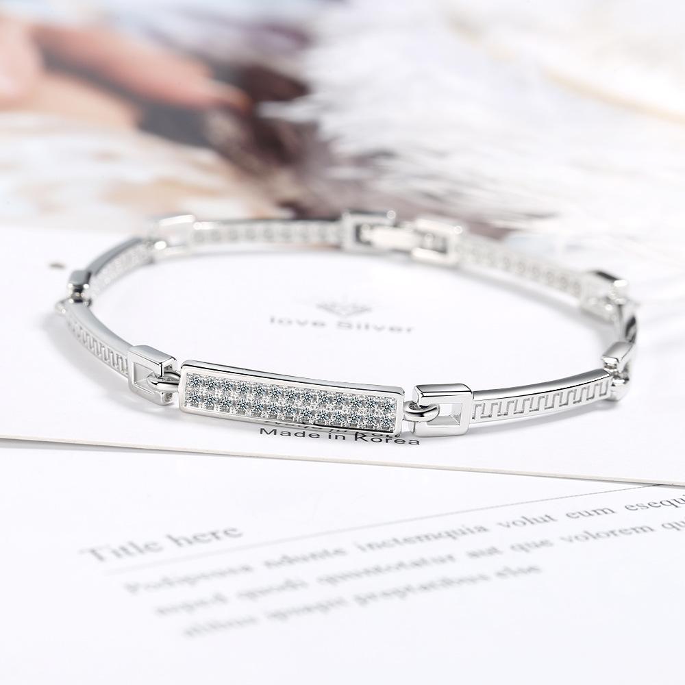 Lindon braccialetto semplice da donna in cristallo artificiale argentato