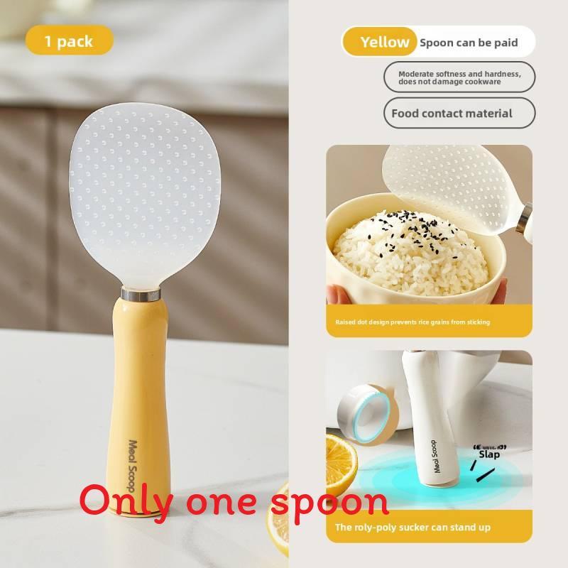 Modern Plastic Rice Spoon With Stand And Easy Cleaning For Kitchen Housewarming Gift