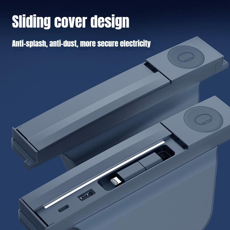 Applicable To Tesla's New Model 3/Y Center Console Expansion Dock, with Retractable Cable, Wireless Charging Extender Adapter