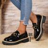 Vintage Metal Chain Platform Low-top Shoes 2025 Autumn New Muffin Plus Size British Style Small Leather Shoes for Women