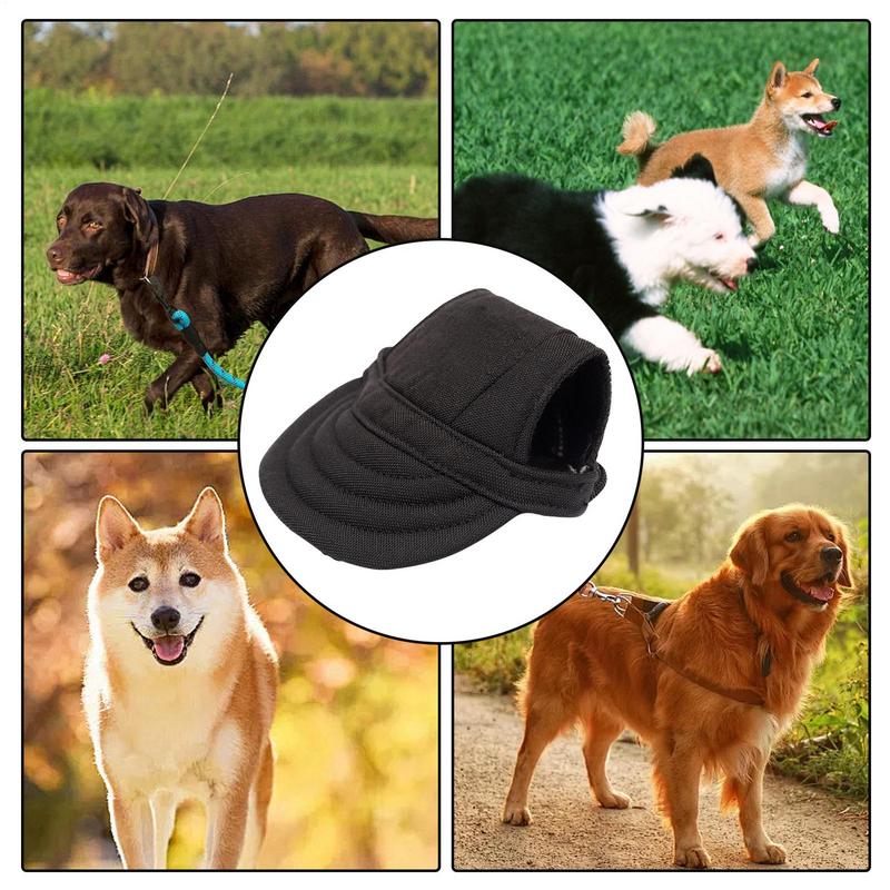 Outdoor Sun Protection Hood For Dogs Canvas Adjustable Drawstring Visor Hat Comfortable Dog Sunbonnet With Ear Holes For Running