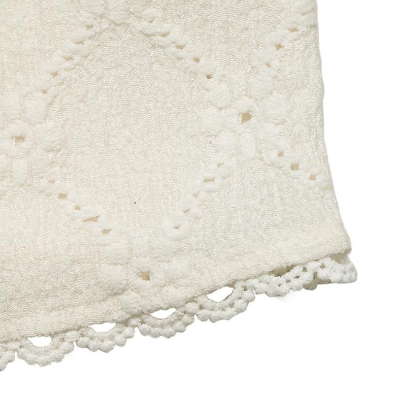 Women S Elegant Lace Spliced V Neck Short Sleeve Jacquard Shirt