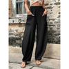 Casual Solid Color Elastic Waist Straight Pants With Pockets For Women Summer  Fashion Loose Ladies Trousers Pantalon