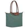 Longchamp Le Pliage Einfarbig Logo Druckknopf Reißverschluss Faltbar Nylon Canvas Knödel Tragetasche Handtasche Groß Damen Handtaschen Salbei-Grün 1899089P84