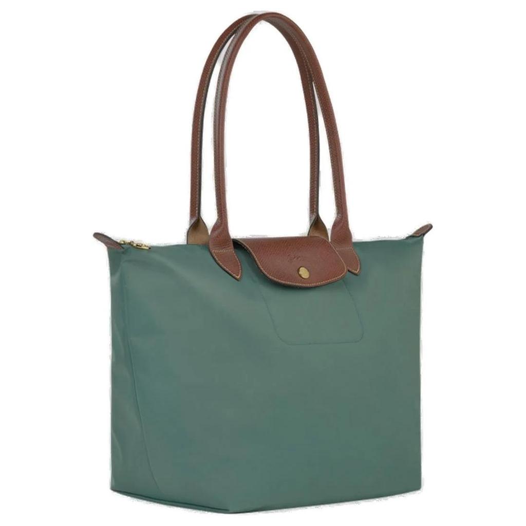 Longchamp Le Pliage Einfarbig Logo Druckknopf Reißverschluss Faltbar Nylon Canvas Knödel Tragetasche Handtasche Groß Damen Handtaschen Salbei-Grün 1899089P84