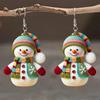 1 Pair Fashionable Cute Cartoon Christmas Snowman 2D Acrylic Dangle Earrings For Women, Suitable For Women's Christmas Wear, Christmas Gift