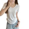 Spring/Summer Korean Style Slimming V-Neck Pleated Short Sleeve T-Shirt