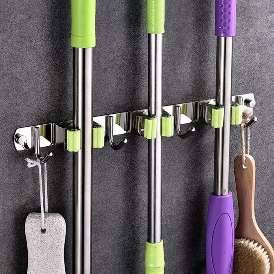 

3/4/5/6 крючок настенный органайзер для швабры держатель для ванной щетки для метлы стеллаж для хранения 3 Slot 4 Hook