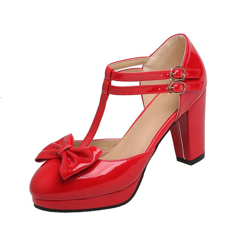 

Женские туфли на высоком каблуке, одинарные туфли, милая водонепроницаемая платформа, толстые каблуки, низкие туфли, большие размеры, универсальные сандалии 48 красный