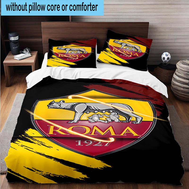 Set Biancheria da Letto Stampato 3 Pezzi Wolf Football Club Roma Copripiumino Chiusura Include 1 Copripiumino & 2 Federe Set Biancheria da Letto Arredamento Casa Regali