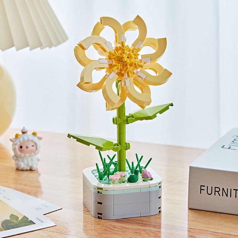 64 Styles Rose Flower Building Block Flower Eternal Bouquet Prickly Pear Model Plant Decoration Educational Toy For Kids Gift