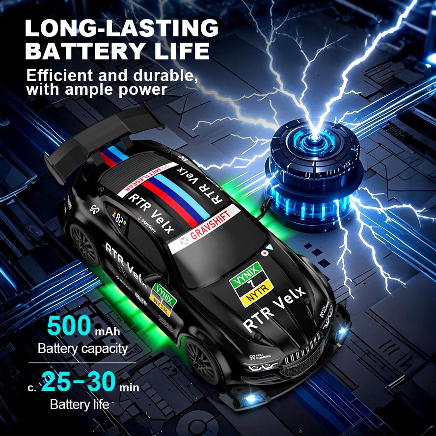 2026 Portable 2.4G Wireless 4-wheel Drive Drift RC Car 1:24 Scale with Cool Lights Stepless Speed Kids Remote Control Vehicle Christmas Birthday Gifts