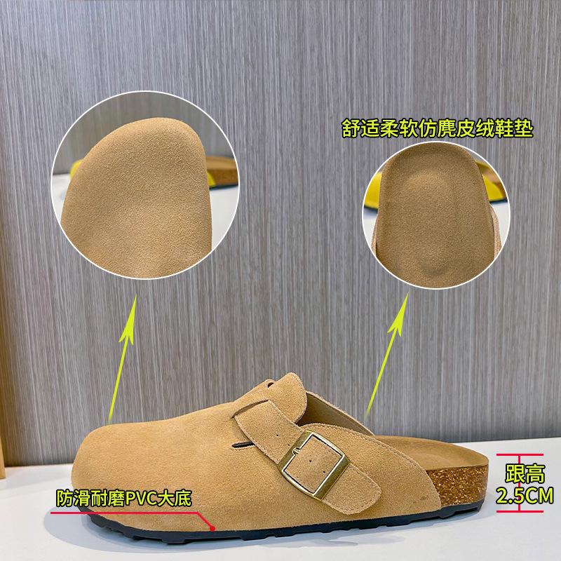 Leather flat-bottomed slippers women's 2025 summer new bag head half slippers versatile sandals women wear casual women's shoes trend