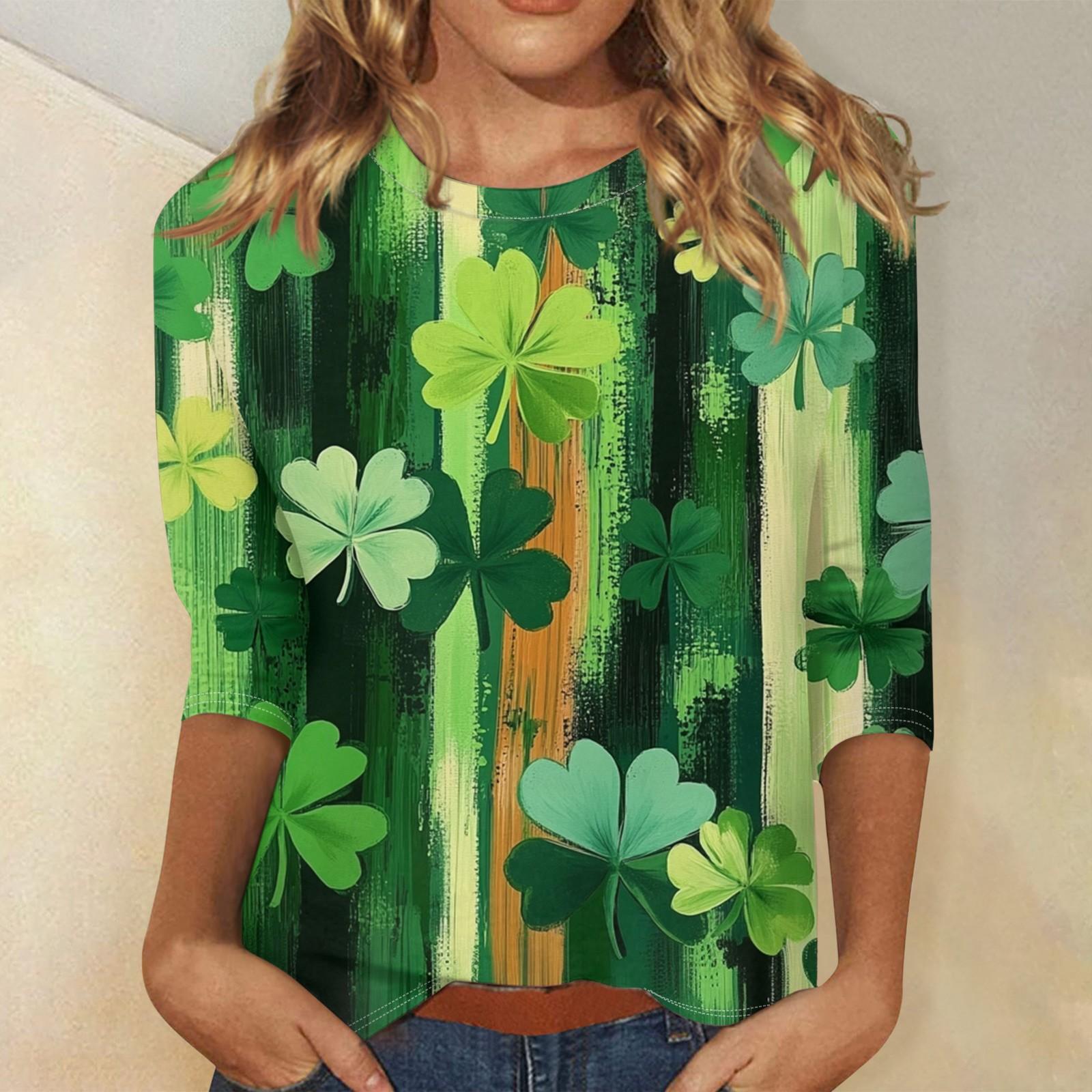 

Женская модная повседневная свободная футболка с круглым вырезом и рукавами 3/4 с принтом, женский топ L армия зеленый