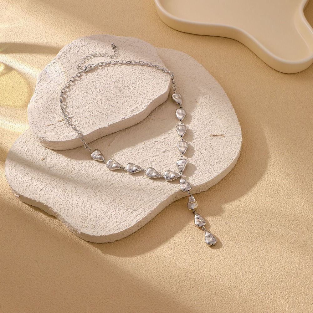 Simple Bead Necklaces Women Irregular Imitate Baroque Bead Necklace Women Collarbone Chain  Daily