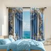 Set Of 2 Versatile Polyester Transparent Curtains Home Decoration Blue White Floral Use Bedrooms Living Rooms Curtain Perfect For Area