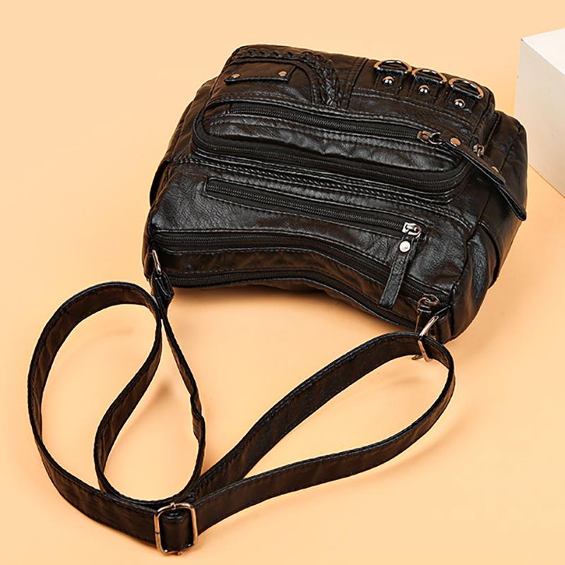 Přeshraniční módní a lehká kabelka pro ženy středního věku s velkou kapacitou, vícevrstvá kabelka přes rameno z měkké kůže s texturou